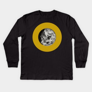 Halloween Moon, Symbols, Portents, Omens, and Signs - Black and Golden Ochre Variation Kids Long Sleeve T-Shirt